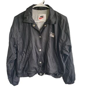 Vintage Nike 90s Embroidered Jacket Youth Size Medium Snap Buttons Black
